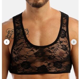 Black Lace Crop Top floral muscle gender bend bralette crop
